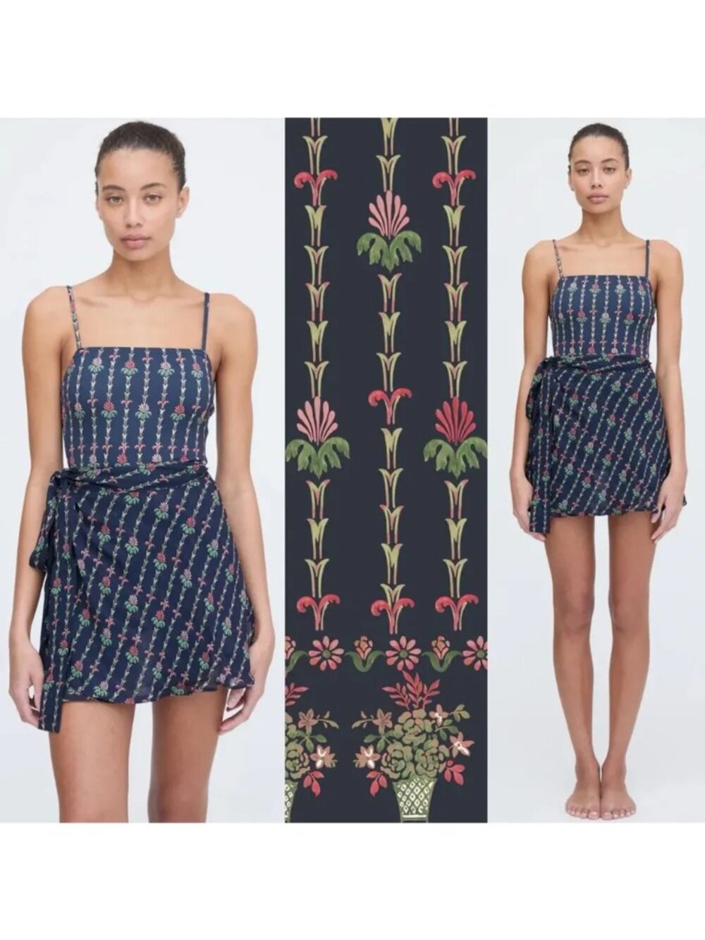 Hill House Mini Ballet Pareo Navy Coverup Wrap Boho Plant Skirt Women XXS - M